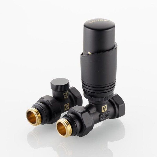 Комплект терморегулирующего оборудования для радиатора прямой, черный 1/2" VT.046.BR.04