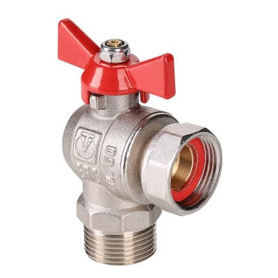 Кран шаровой угловой с накидной гайкой и наружной резьбой (короткий) 3/4" x 3/4" VT.267.NS