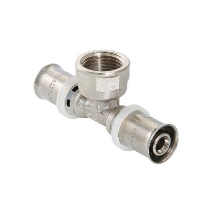 Тройник пресс с переходом на внутреннюю резьбу 16х1/2"х16 VTm.232.N