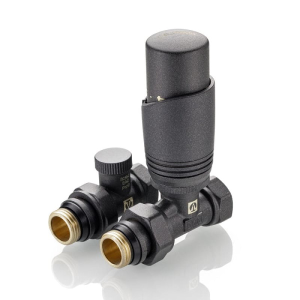 Комплект терморегулирующего оборудования для радиатора прямой, серый 1/2" VT.046.GR.04