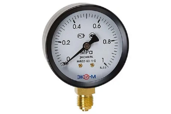 Манометр осев МД02 0-0,6МПаДк50 G1/4" ст ЭКОМЕРА МД02-50-G-0,6МПа-ОИ