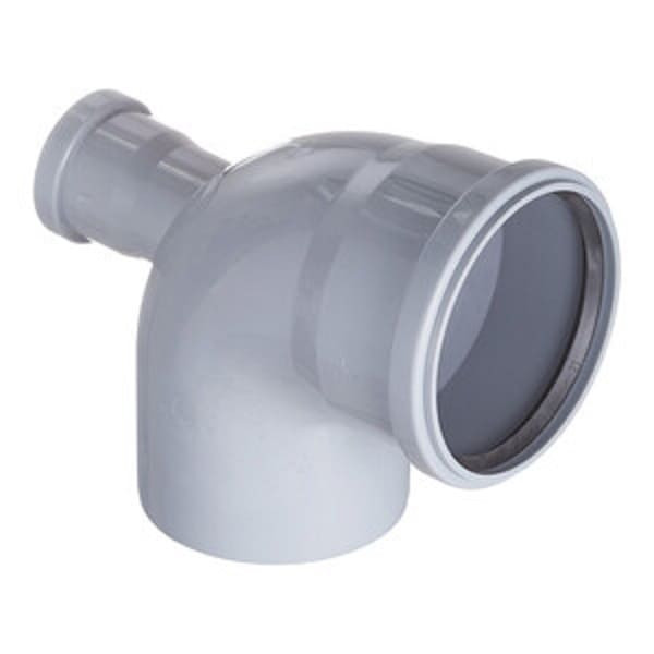 Отвод PP-H с выходом фронтально-тыльный серый Дн 110х50х87гр б/нап в/к VALFEX 23124150