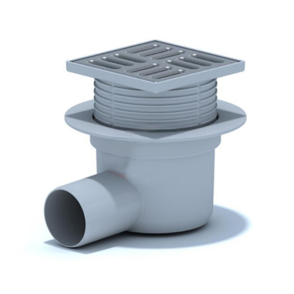 ТрапTA5602 горизонтальный регулируемый с выпуском 50мм, с нержавеющей решеткой 100*100