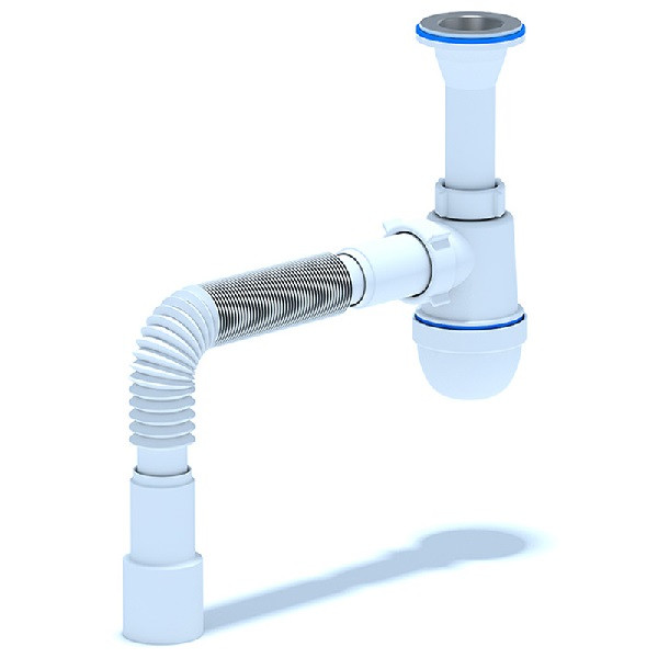 Сифон Ани 1 1/2"х40/50 для ум/мойки бут вып с гофр нерж/сетка C0515