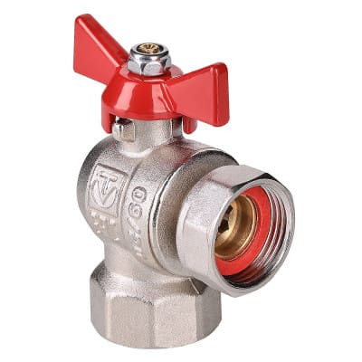 Кран шаровой угловой с накидной гайкой и внутренней резьбой (короткий) 3/4" x 3/4"  VT.266.NS