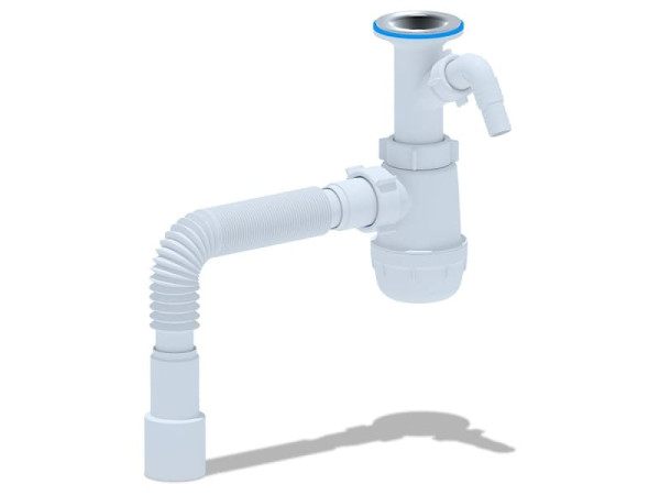 Сифон АНИ Грот 1 1/2"*40 с отводом для стиральной машины, с гибкой трубой 40*40/50 А2015