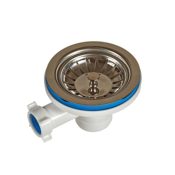 Выпуск мойки 3 1/2" отв/перелив 32мм нерж/сетка Орио А-4007-02