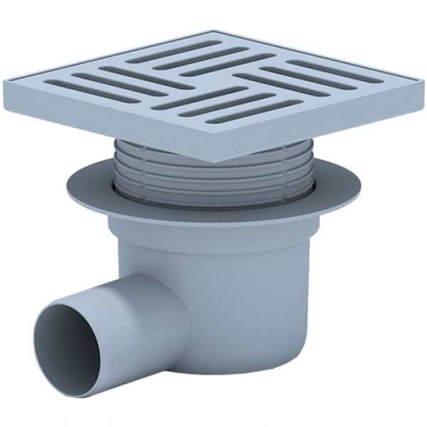 ТрапTA5610 горизонтальный регулируемый с выпуском 50мм, с пластиковой решеткой 150*150