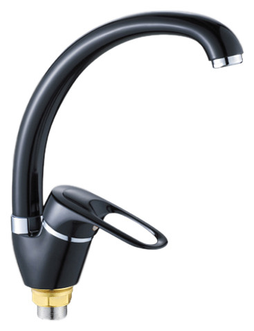 Смеситель д/кухни 1-ручк, итал к40,черный,выс.пов излив,креп гайка Potato P5925-6
