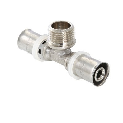 Тройник пресс с переходом на наружную резьбу 16х1/2"х16 VTm.233.N