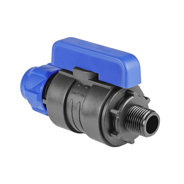 Кран ПЭ/ПНД шаровой компрессионный Дн 25х3/4" НР Ру16 VALFEX